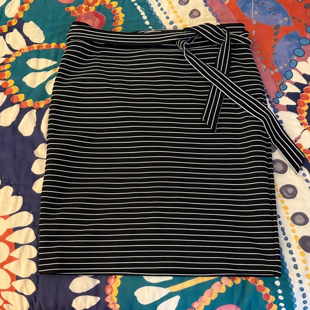J. Crew Black and White Striped Pencil Skirt